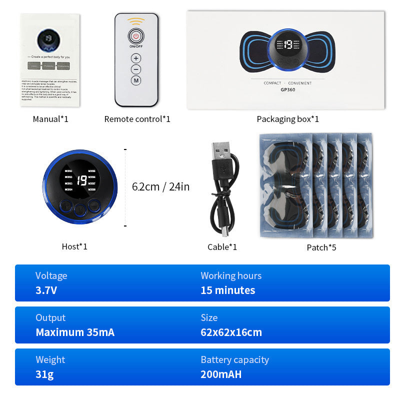 Mini Massage Patch Cervical Massager Shoulder And Neck Massager  8 Modes 19 Gears